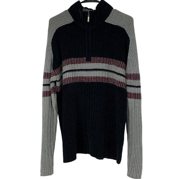 Maxini Mens Chenille Pullover 1/4 zip Rib Sweater Vintage M 2935 EUC - Picture 1 of 6